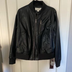 Faux Leather Bomber Jacket